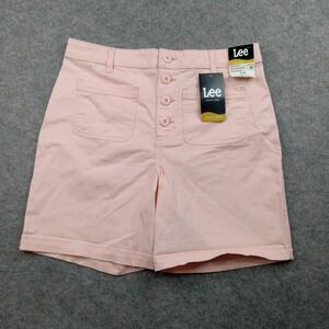 Lee Shorts Womens 10 Pink Utility High Rise Regular Fit Paris Evening Heritage